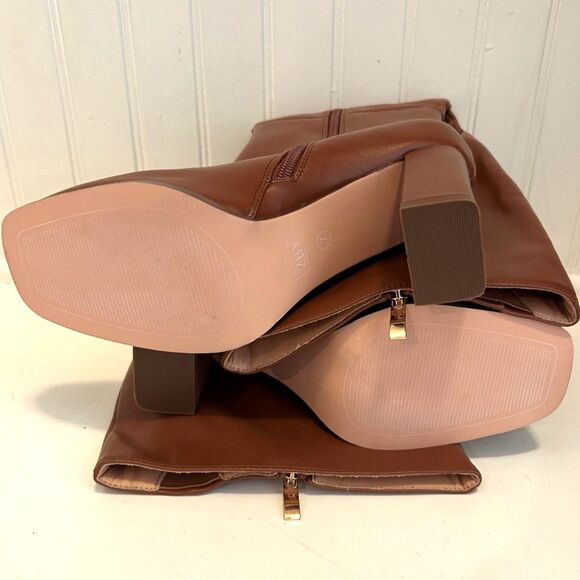 ZBY Tall Light Brown Boots - Size 7 - Picture 5 of 9